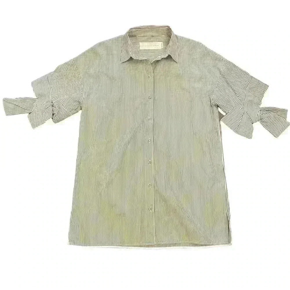 VICTORIA VICTORIA BECKHAM Bow Sleeve ButtonDown Shirt Dress Size 10 - Picture 1 of 11